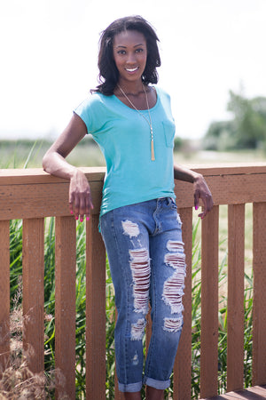 Boyfriend Pocket Tee - Mint