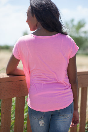 Boyfriend Pocket Tee - Neon Pink