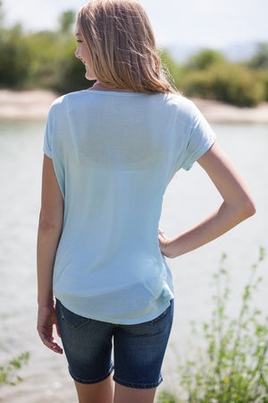 Boyfriend Pocket Tee - Sky Blue