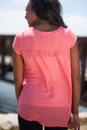 Brighton Flutter Back Top - Coral