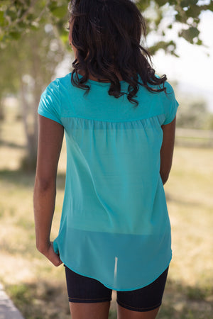 Brighton Flutter Back Top -Turquoise