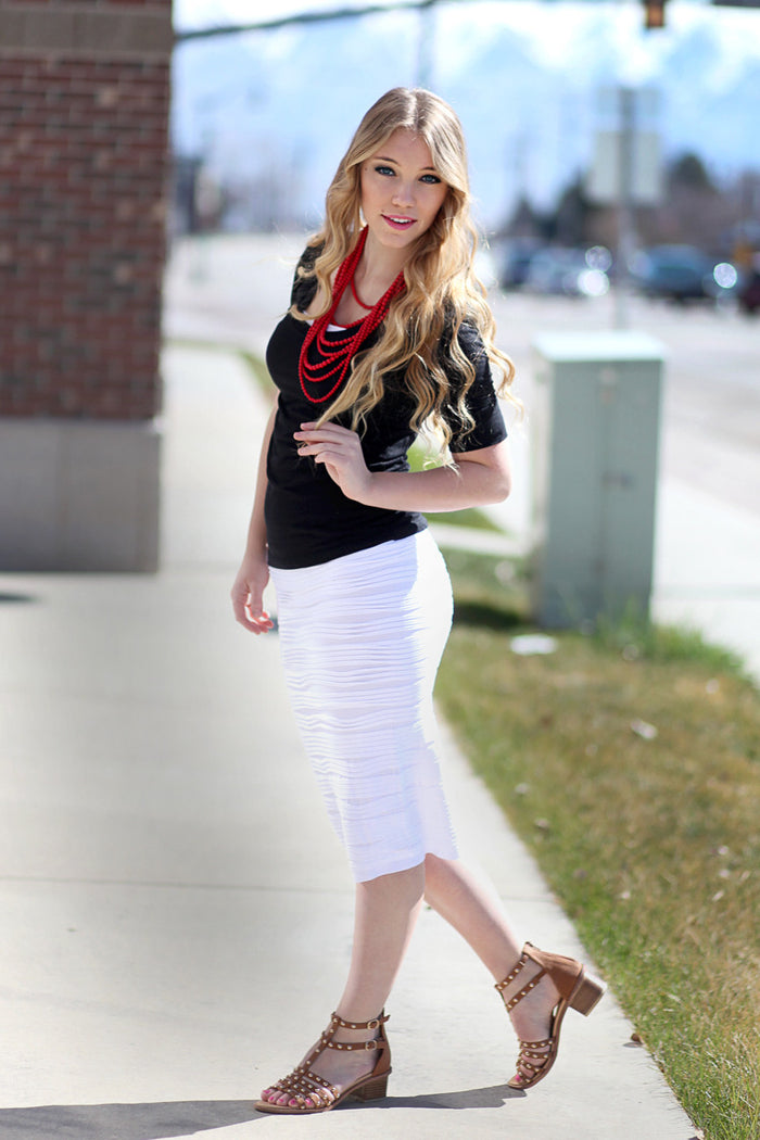 Brooklyn Textured Skirt White