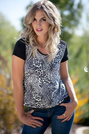 Cairo Top - Gray Leopard