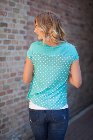 Camden Polka Dot Back Top - Mint/White