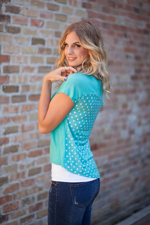 Camden Polka Dot Back Top - Mint/White