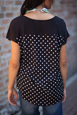 Camden Polka Dot Back Top - Black/White