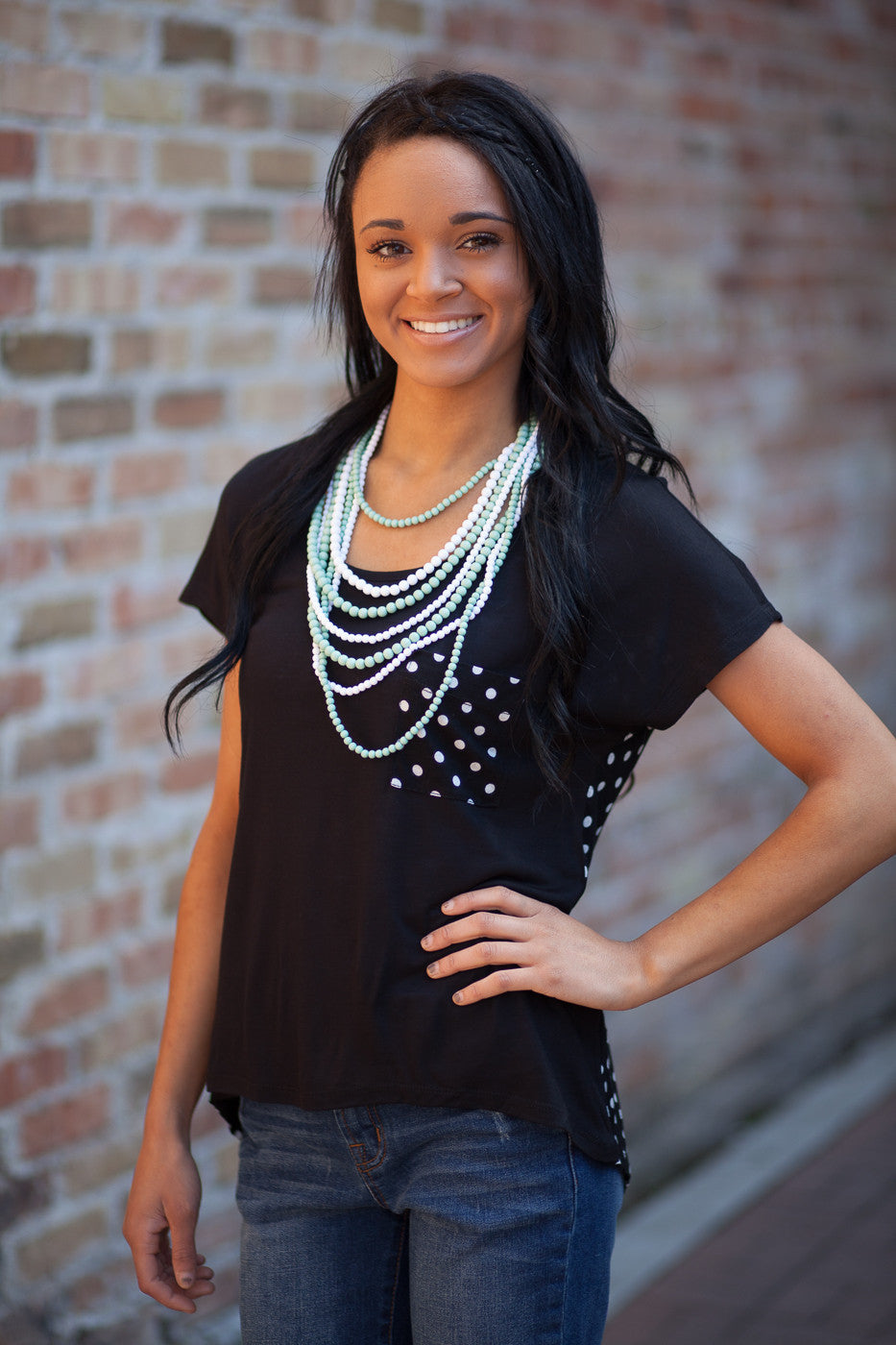 Camden Polka Dot Back Top - Black/White