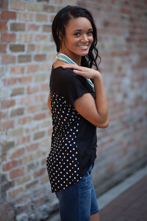 Camden Polka Dot Back Top - Black/White