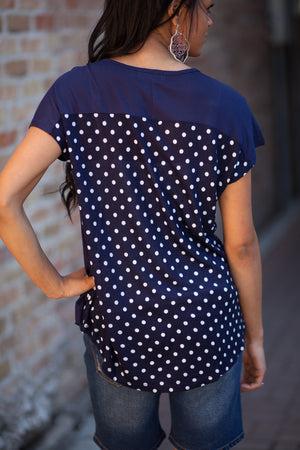 Camden Polka Dot Back Top - Navy/White