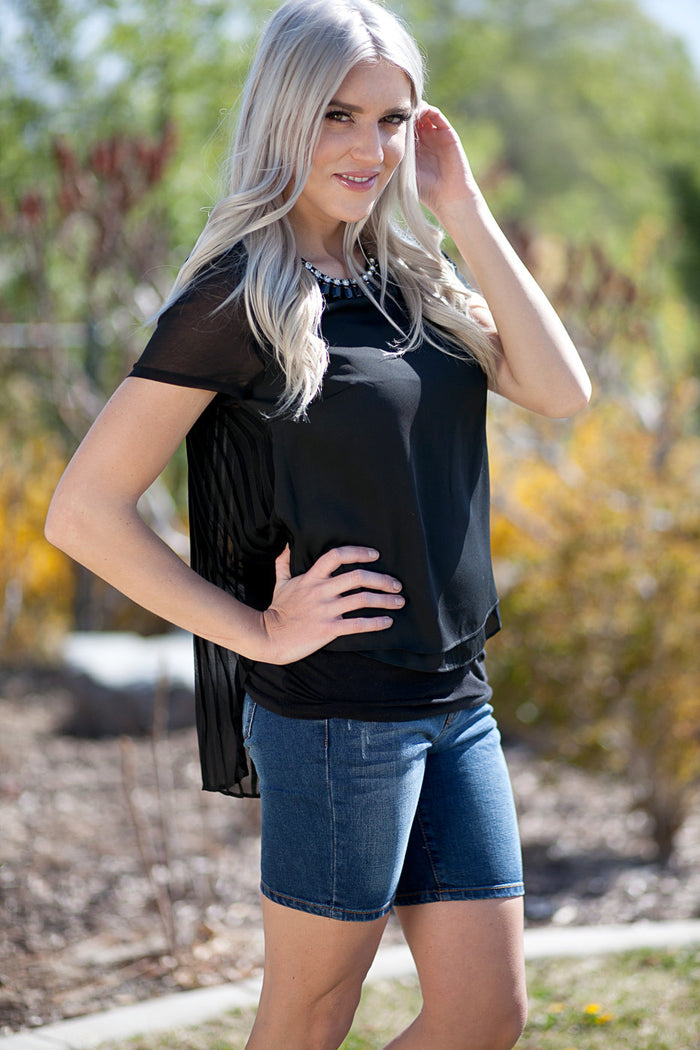 Chiffon Sparkle Collar Blouse Black