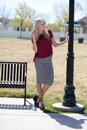 Chiffon Sparkle Collar Blouse Burgundy