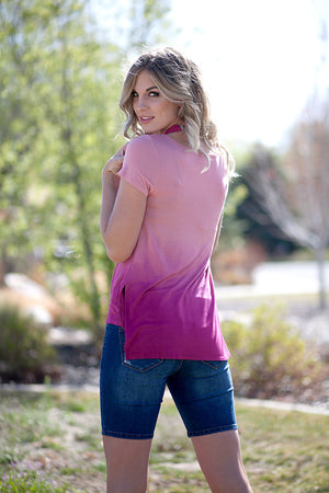 Elise Ombre Tee - Dusty Rose/Berry