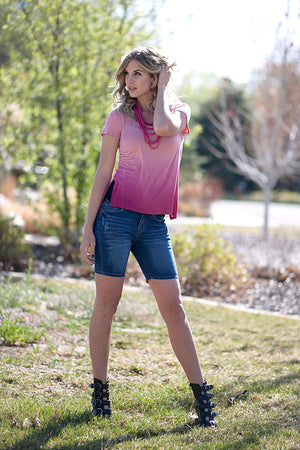 Elise Ombre Tee - Dusty Rose/Berry