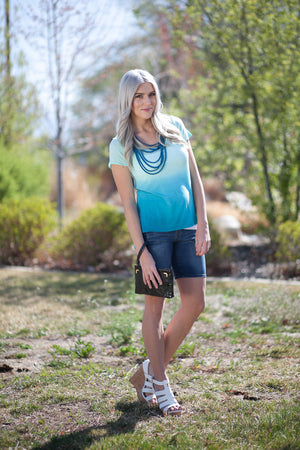 Elise Ombre Tee - Mint/Turquoise