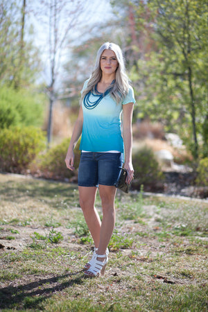 Elise Ombre Tee - Mint/Turquoise