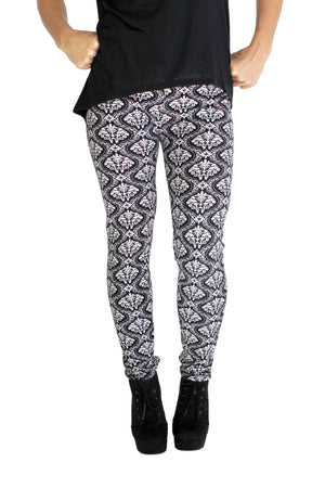 Faux Fur Lined Leggings Mystic Damask