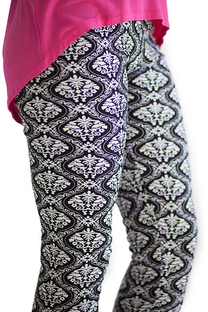 Faux Fur Lined Leggings Mystic Damask