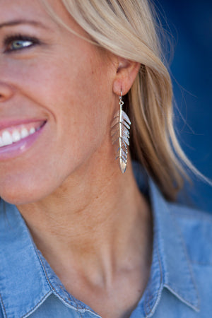 Feather Earrings - Silver