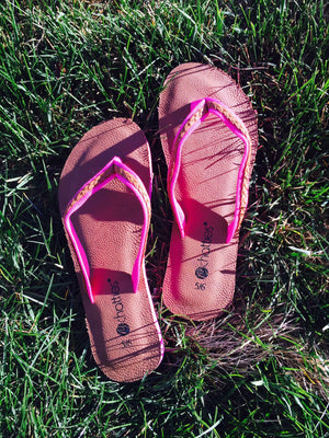 Braided Flip Flops - Hot Pink