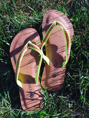 Braided Flip Flops - Lime