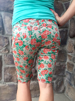 Floral Bermuda Shorts - Orange