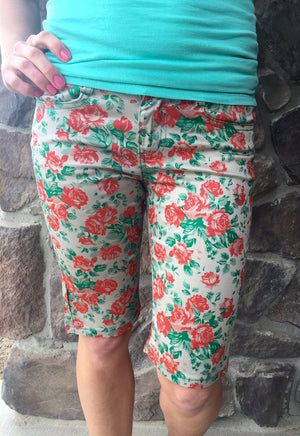 Floral Bermuda Shorts - Orange