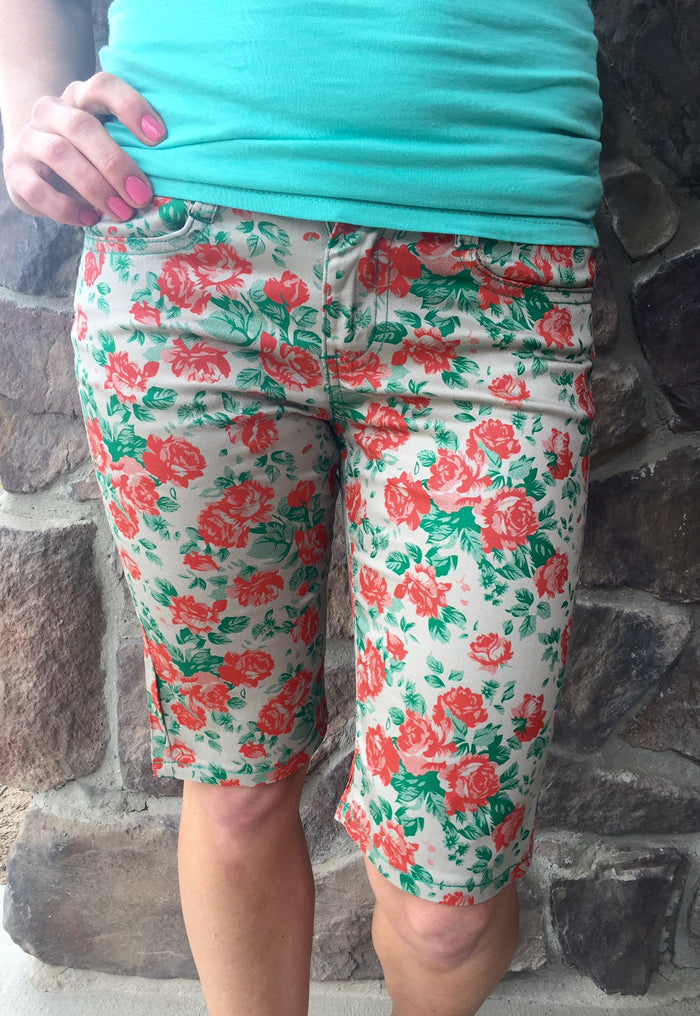 Floral Bermuda Shorts - Orange