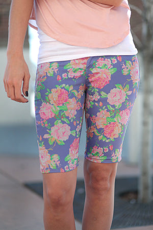 Floral Bermuda Shorts - Purple