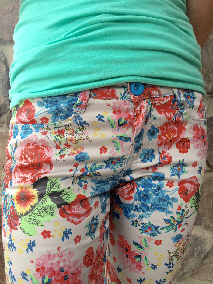 Floral Bermuda Shorts - Silver