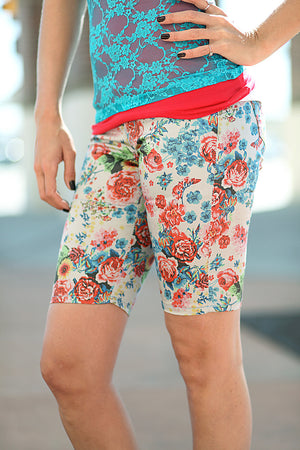 Floral Bermuda Shorts - Silver