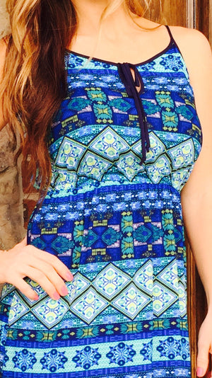 Geometric Sundress Green/Blue