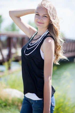 High Low Racerback Tank - Black