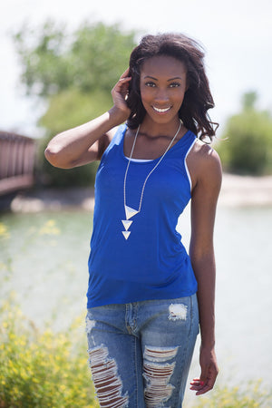 High Low Racerback Tank - Royal Blue