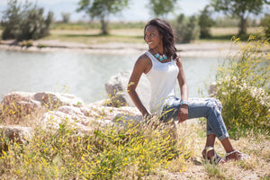 High Low Racerback Tank - Ivory