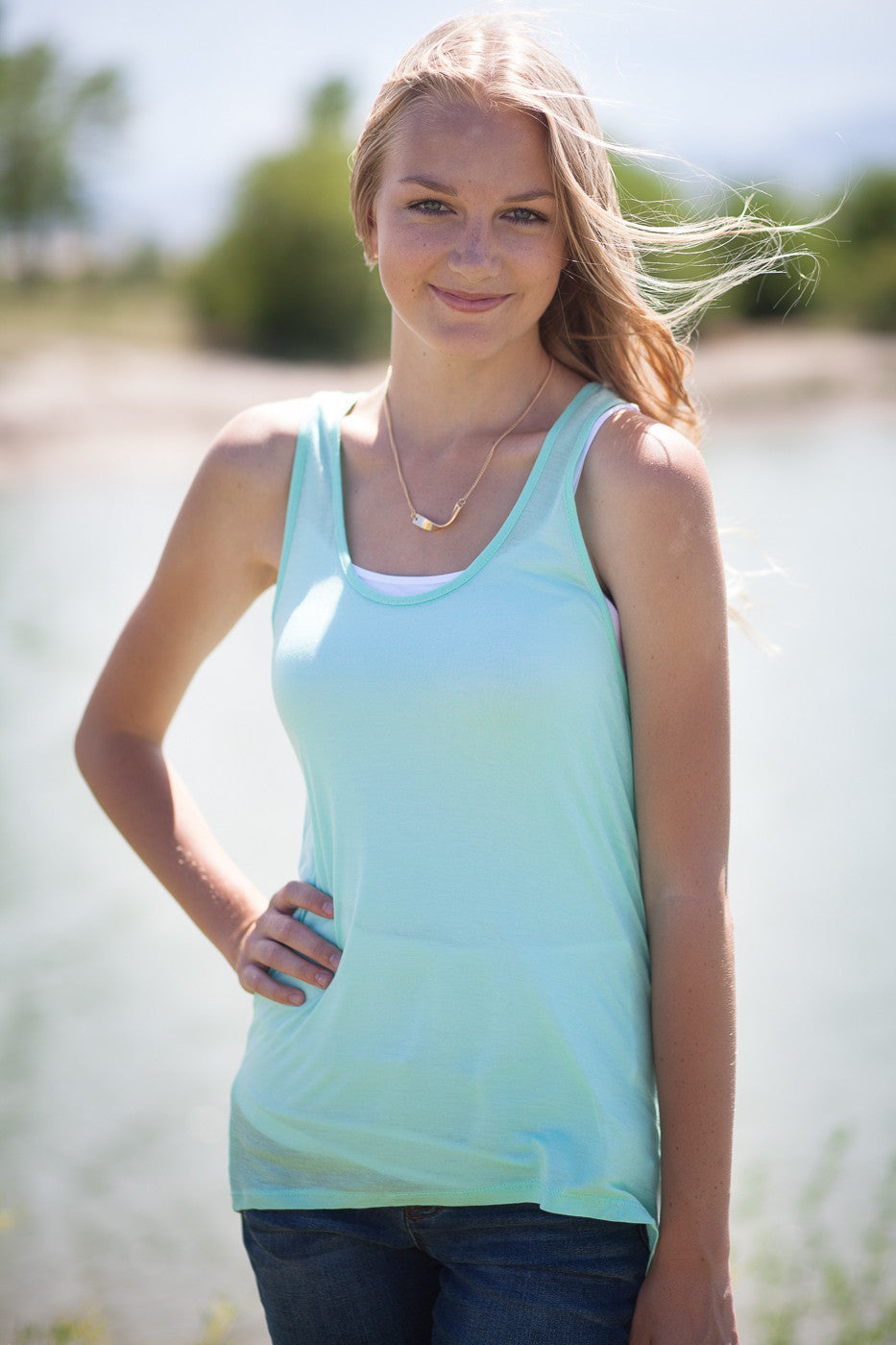 High Low Racerback Tank - Mint