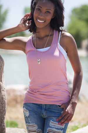 High Low Racerback Tank - Rose