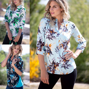 Tropical Chiffon Blouse - Black