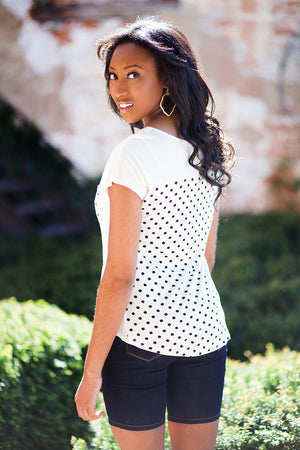 Camden Polka Dot Back Top - Ivory/Black