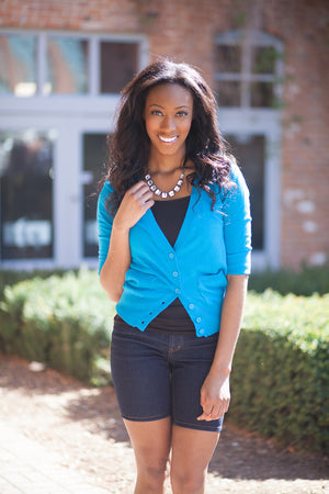 Samantha 6 Button Cardigan - Blue