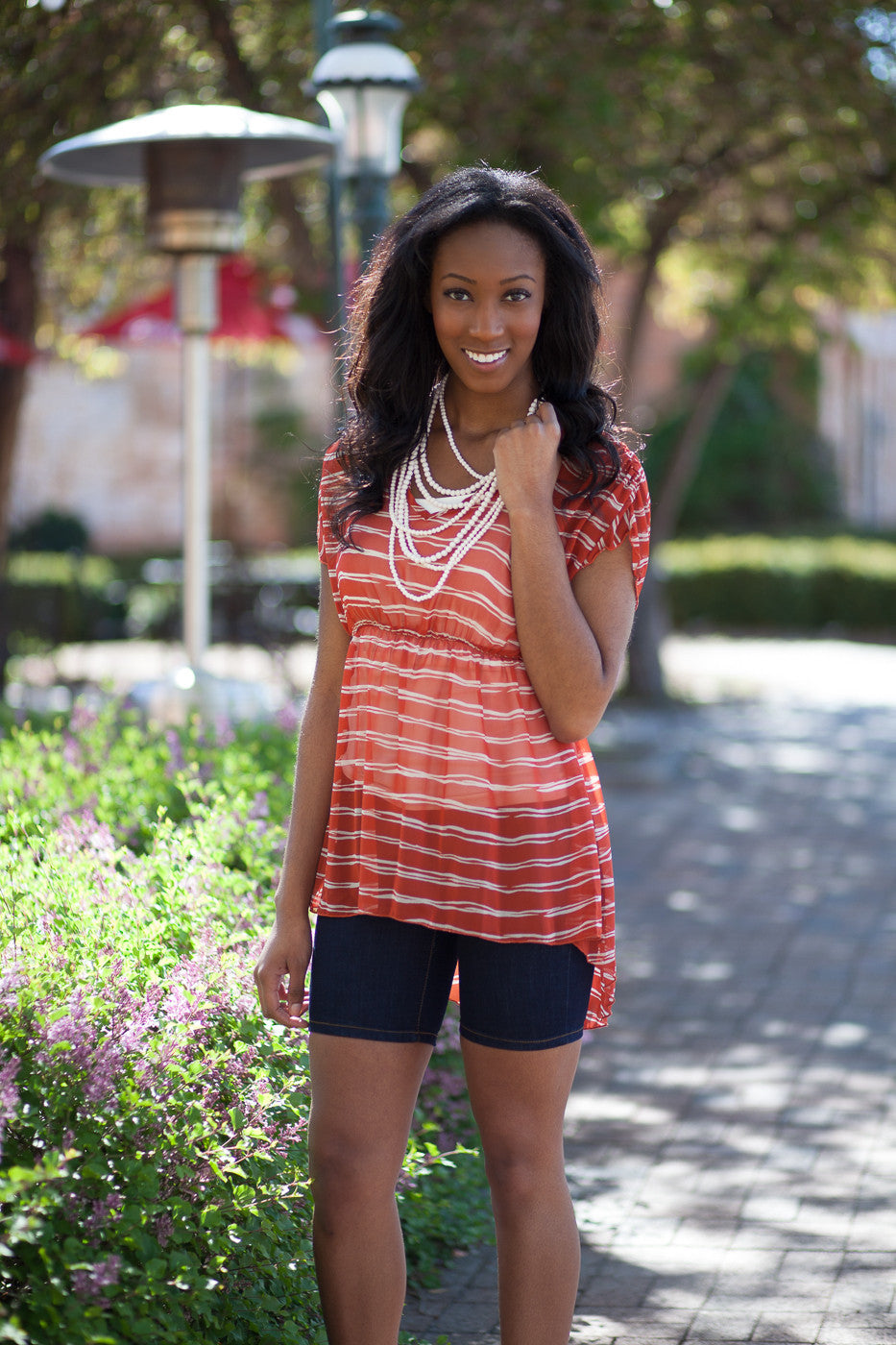 Sahara Sheer Tunic -Coral