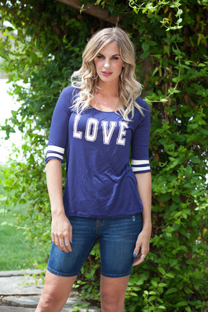 Love Baseball Tee - Navy/White