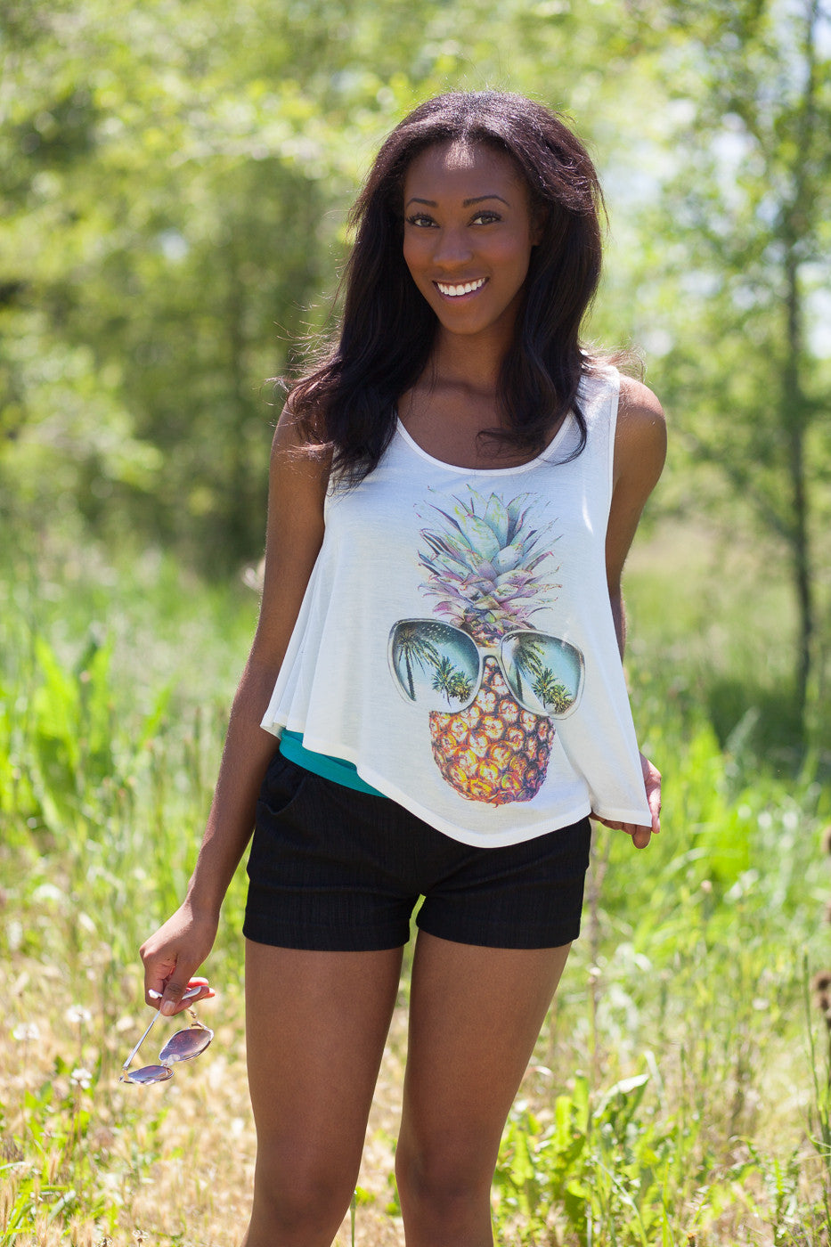 Sunglass Pineapple Tank Top - Ivory