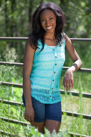 Salem Lace Front Tank Top - Mint