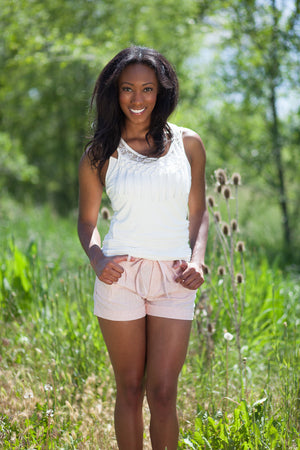 Ireland Fringe and Lace Tank Top - Ivory