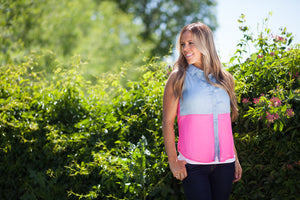 Madrid Chambray/Sheer Top - Neon Pink