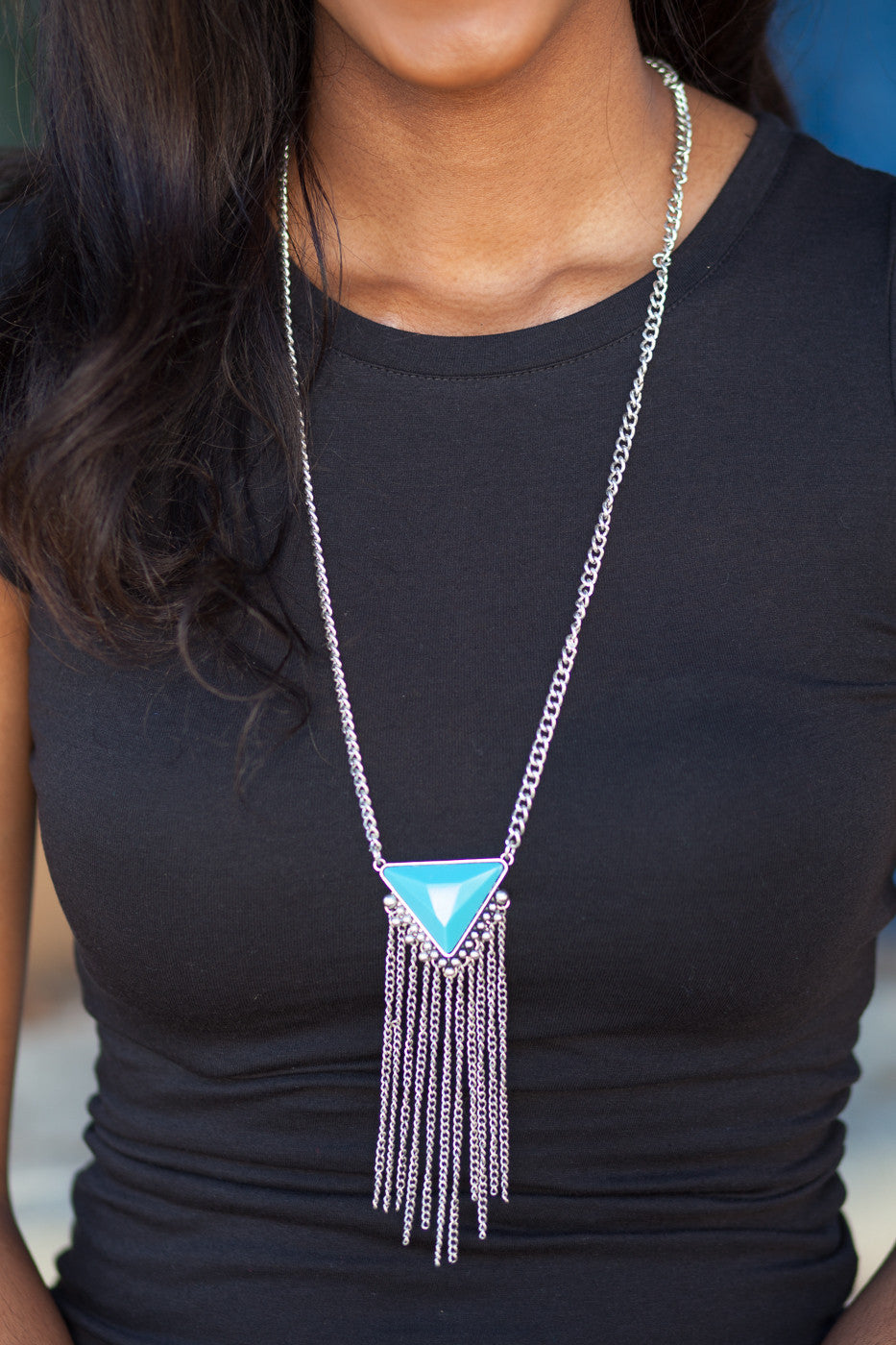 Triangle Fringe Pendant Necklace - Multiple Options