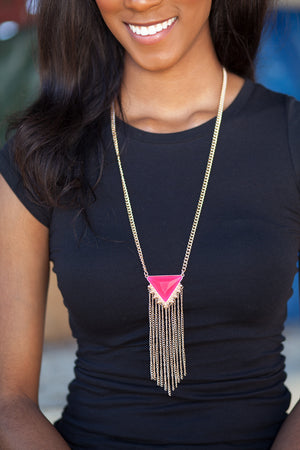 Triangle Fringe Pendant Necklace - Multiple Options