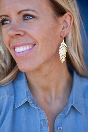 Feather Earrings - Gold