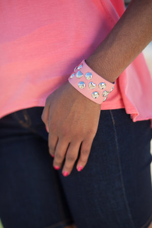 Verona Studded Heart Cuff - Pink