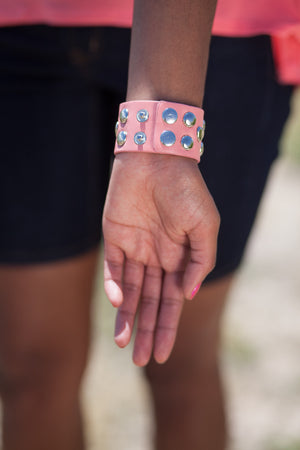 Verona Studded Heart Cuff - Pink